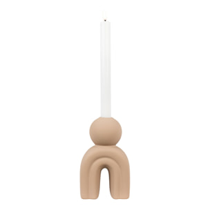 Portacandele in gres marrone con forma antropomorfa 10,5x17 cm
