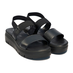 SANDALO DOPPIA FASCIA VERA PELLE NERO