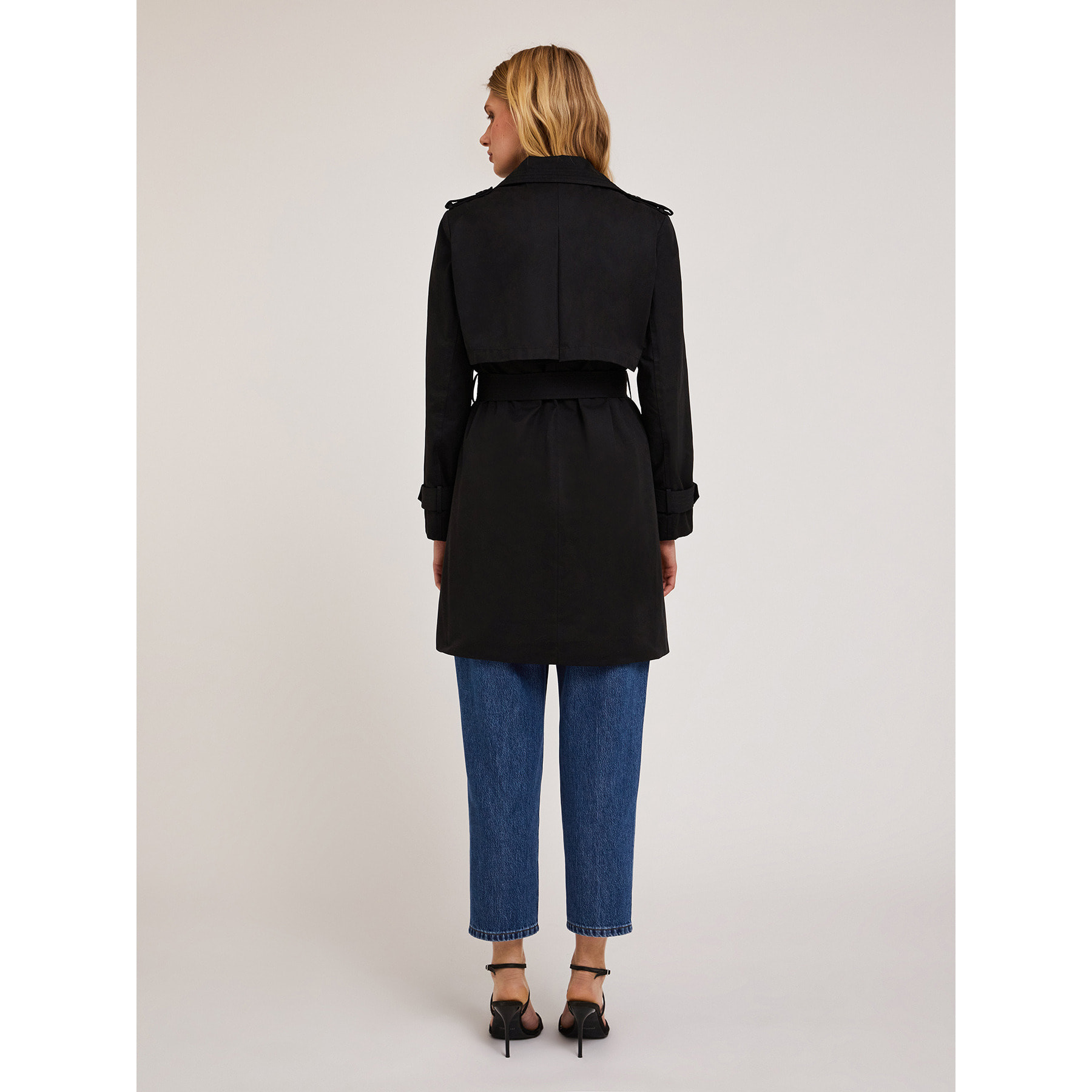 Motivi - Trench doppiopetto in tessuto tecnico - Nero