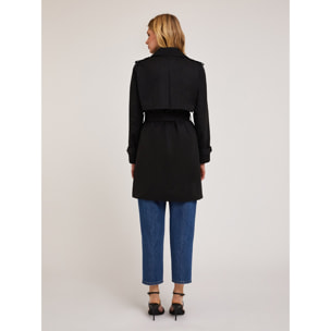 Motivi - Trench doppiopetto in tessuto tecnico - Nero