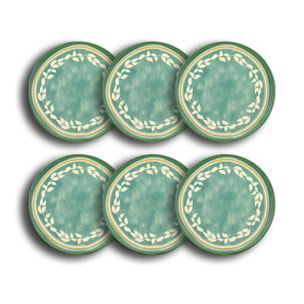 Lot de 6 assiettes à dessert en faïence verte 21cm CAPRIA