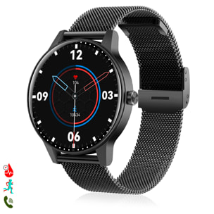 Smartwatch QS80 con chiamate BT, notifiche push. Monitor sportivo e della salute. Cinturino in metallo.
