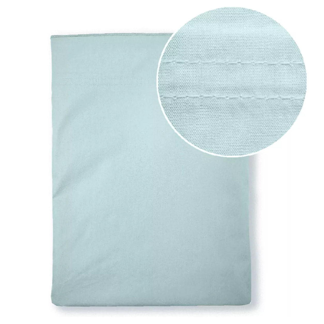 Drap plat percale de coton uni bleu La percale francaise bleu aqua
