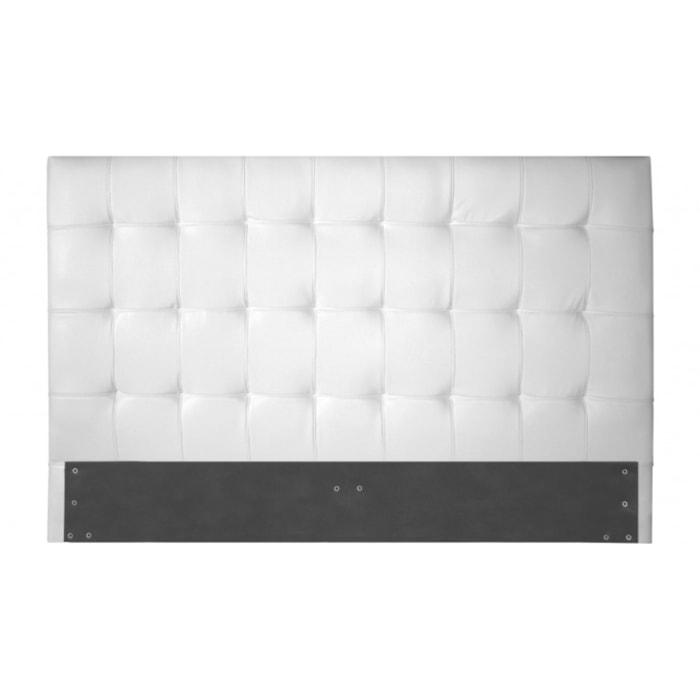 Lit Copa Cabana avec tête de lit capitonnée | cadre à lattes flexibles | Confort et Elégance | Montage simple rapide | Simili cuir | Blanc