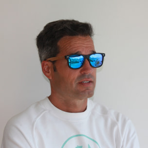 Gafas de sol OCEAN BEACH WOOD - De madera negro con patillas marrón y / Revo azul
