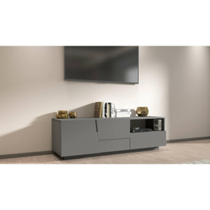 Mobile porta TV Dcoulibal, Credenza bassa da soggiorno con 2 ante e 1 cassetto, Base porta TV, 150x44h46 cm, Antracite