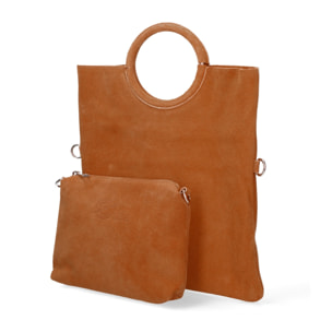 Borsa a mano da donna Made in Italy - Modello Zelia - Pelle scamosciata - 29.0 x 30.0 x 1.0 cm