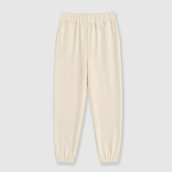 Pantalón jogger fluido liso natural