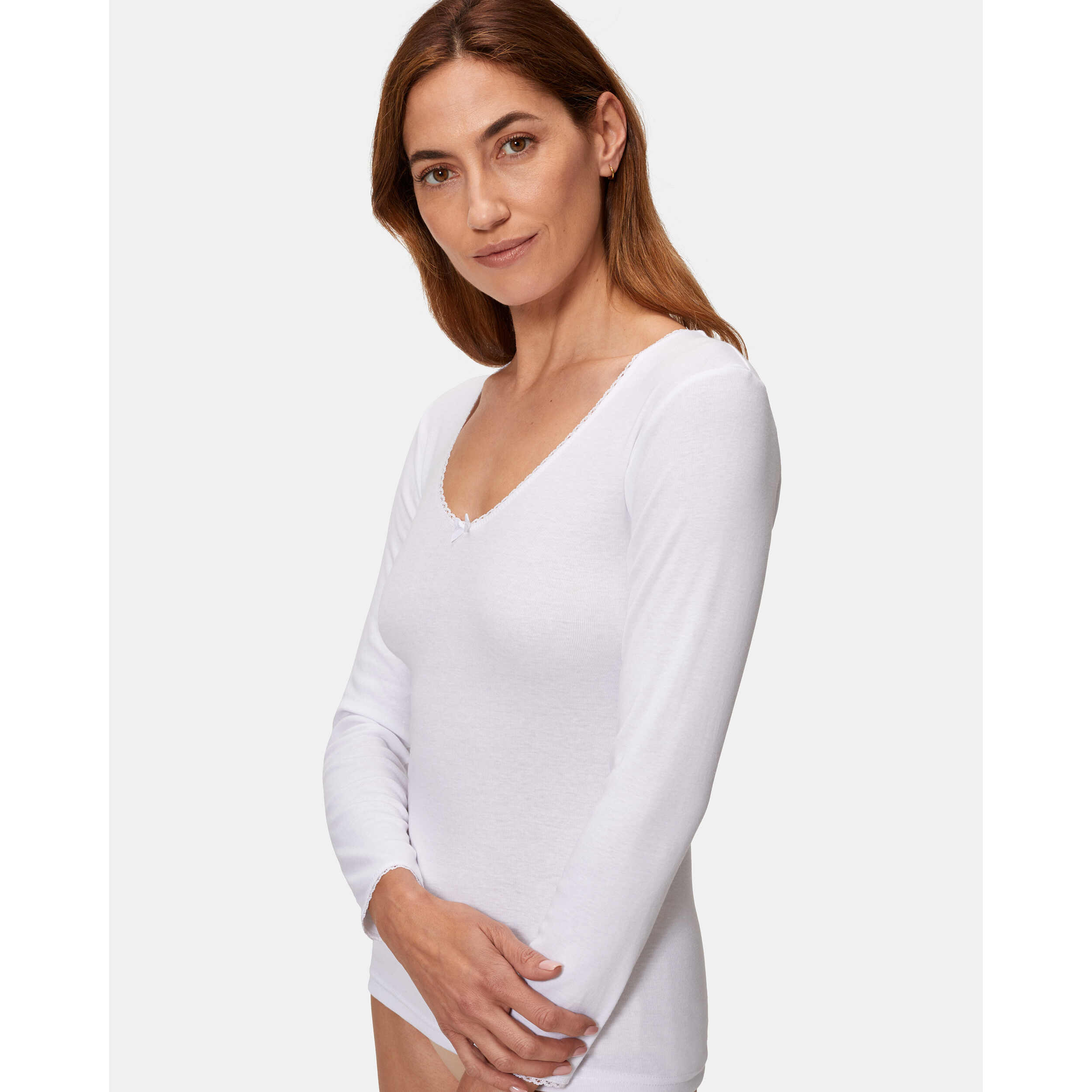 Camiseta térmica de mujer de fibra de invierno de manga corta