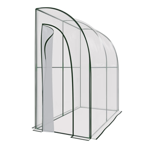 Serra A Casetta Da Parete Muro In Acciaio Per Giardino Piante Fiori Orto Copertura Trasparente in PVC 2 Porte Avvolgibili A Cerniera 200x100x215 Cm