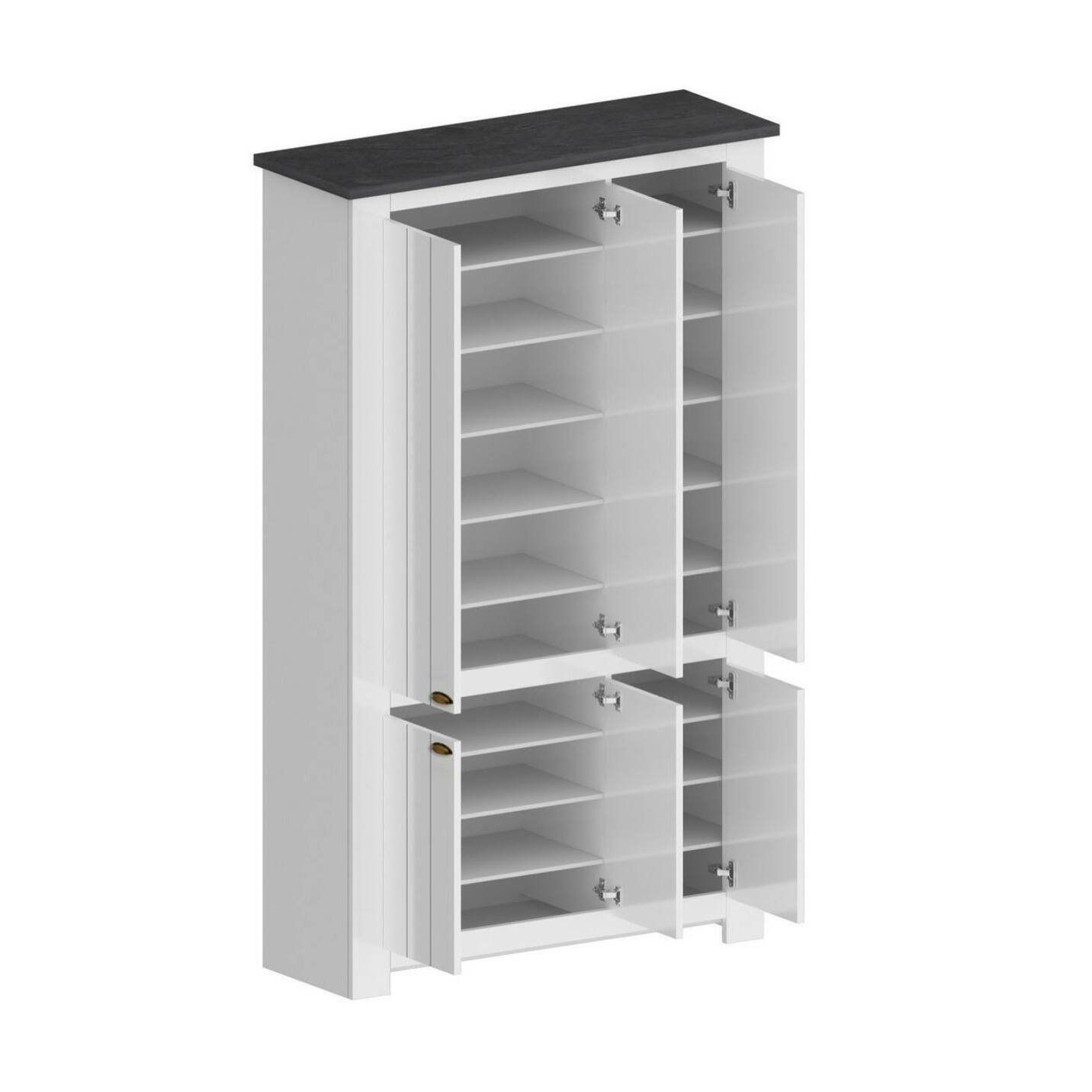 Scarpiera Apricena, Porta scarpe salvaspazio a 6 ante, Armadio multifunzione da ingresso, 114x42h200 cm, Bianco e Ardesia