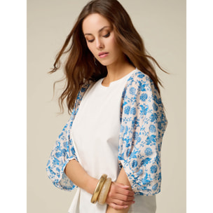 Oltre - T-shirt con maniche fantasia - Bianco