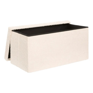 Pouf Pliable Coffre Soana en Bouclette Ivoire 76x38cm