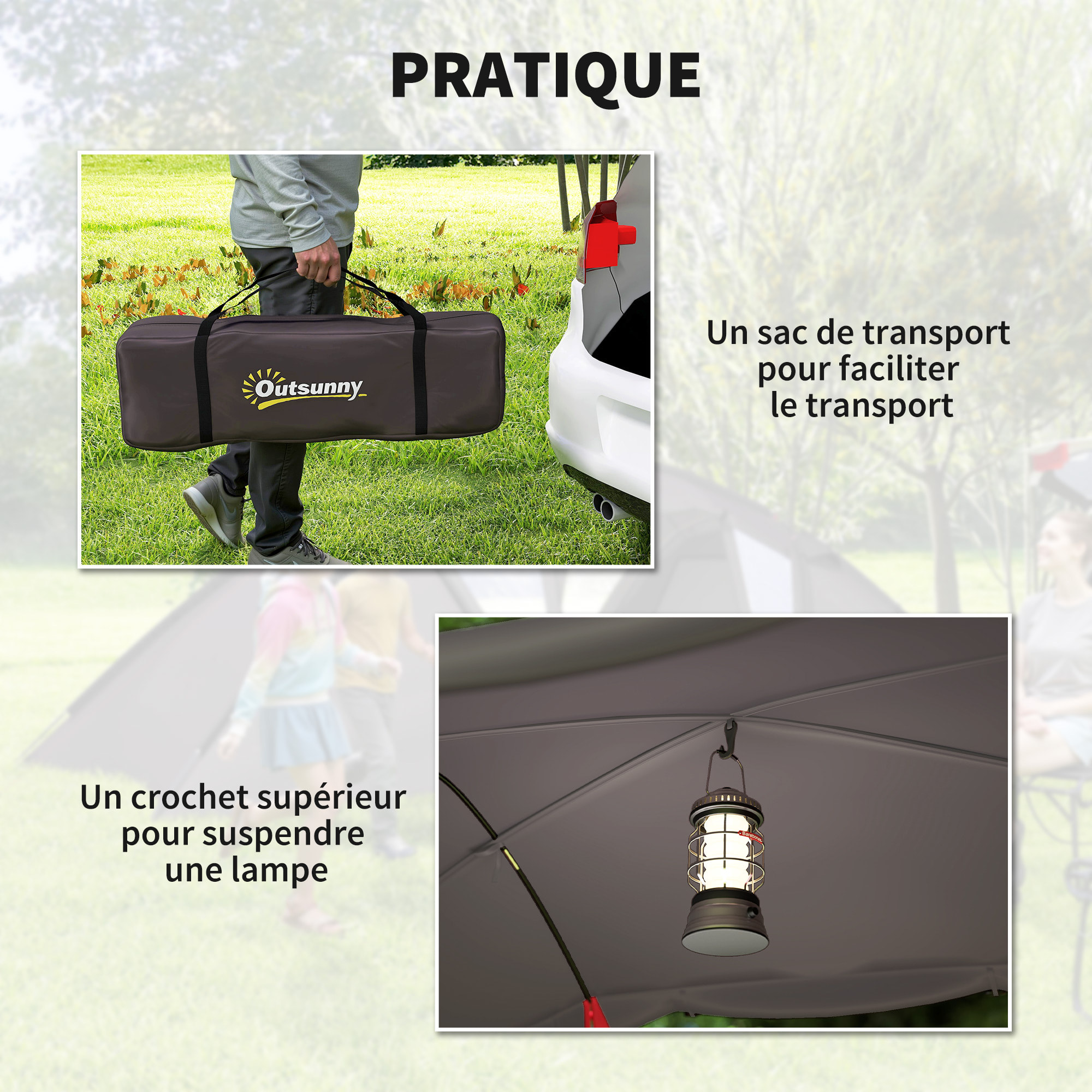 Tente camping 6 places - tente tunnel familiale - imperméabilité 3000mm - dim. 6,15 x 2,35 x 1,95 m - sac inclus - gris