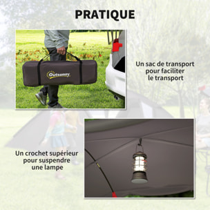Tente camping 6 places - tente tunnel familiale - imperméabilité 3000mm - dim. 6,15 x 2,35 x 1,95 m - sac inclus - gris