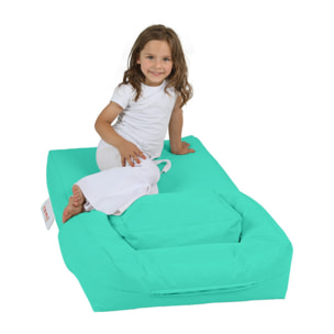 Sillón + puf para niños para exteriores turquesa