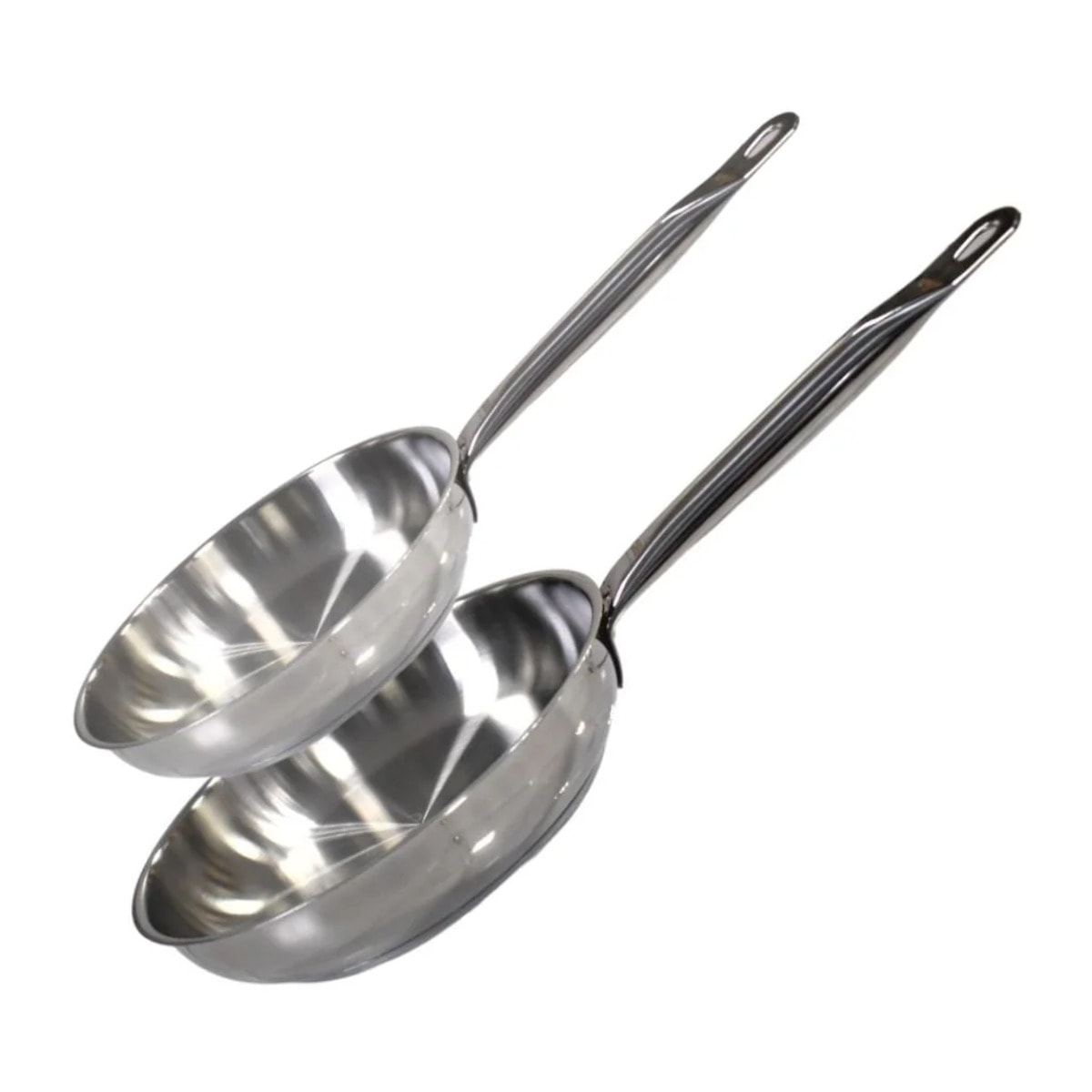 Lot de 2 poêles inox de 24 cm et 28 cm Elo Profi Therm