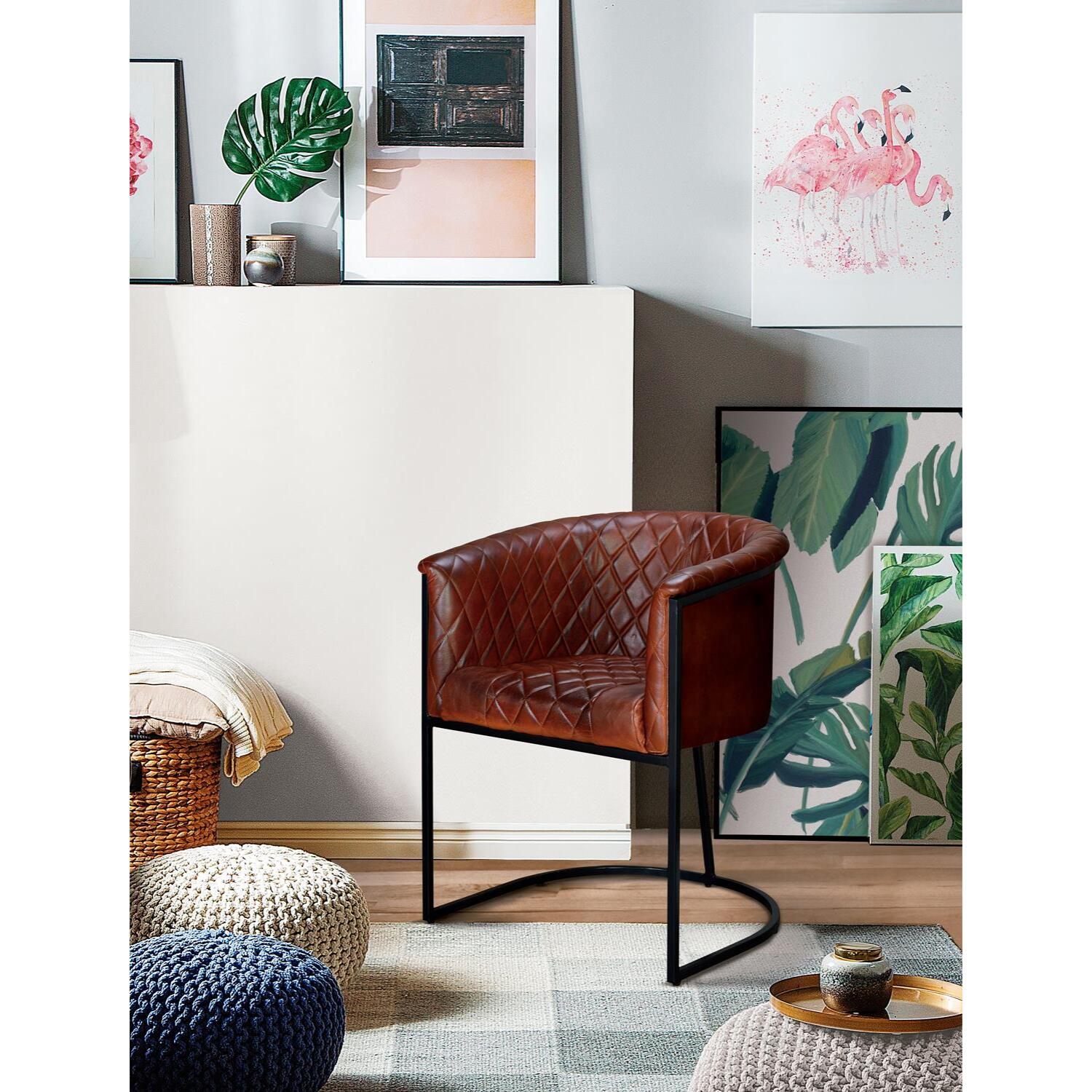 Sillón tapizado - piel - 76x62x60cm