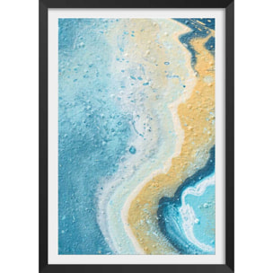 Affiche abstraite blue paint bubble Affiche + cadre en bois - Noir