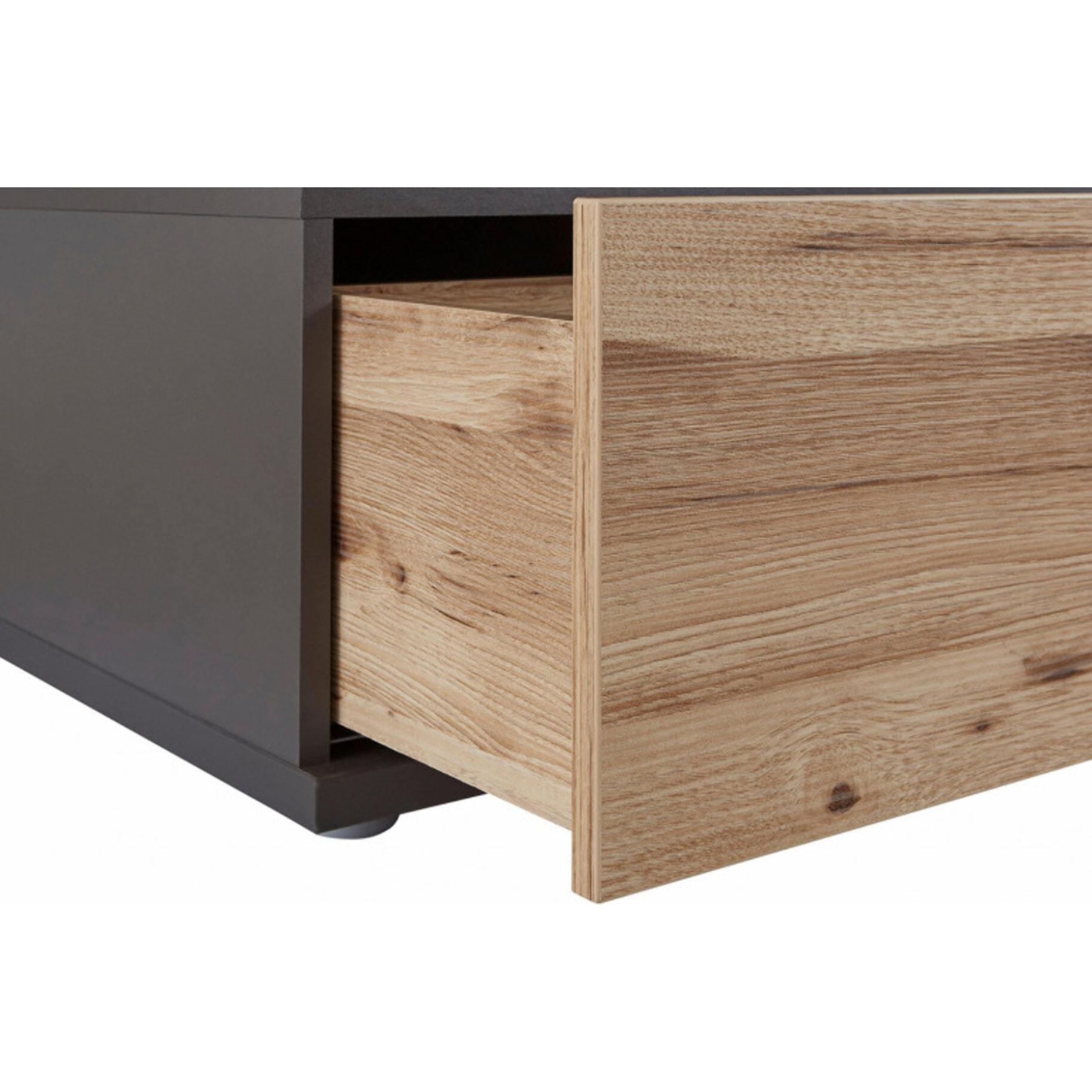 Table basse grise en bois de chêne 120x40cm - TONY
