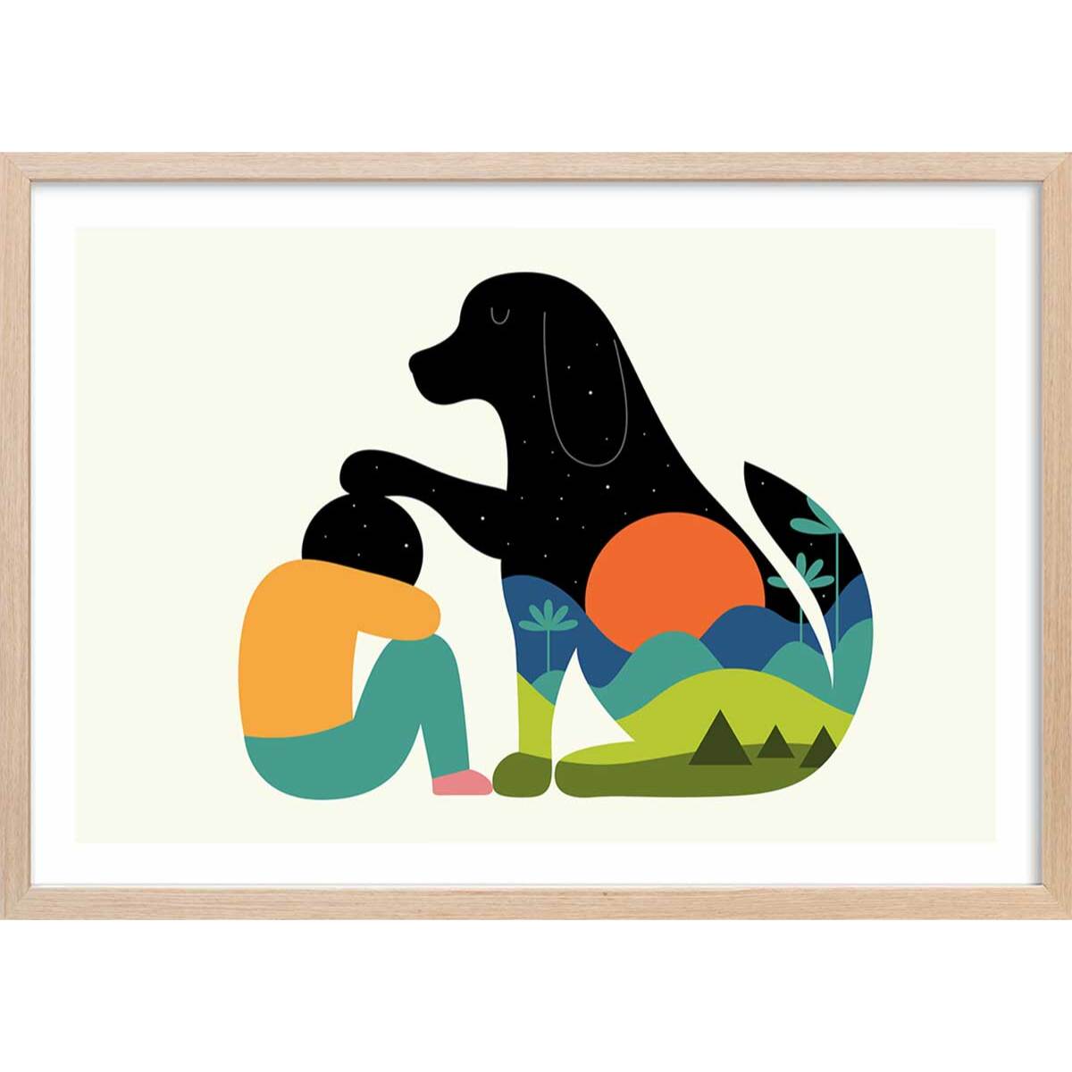 Affiche  belle et sebastien Affiche + cadre en bois - Chêne