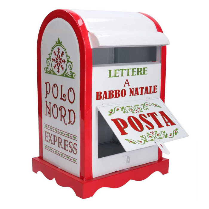 Cassetta posta in metallo rosso bianco cm20x22,5h33