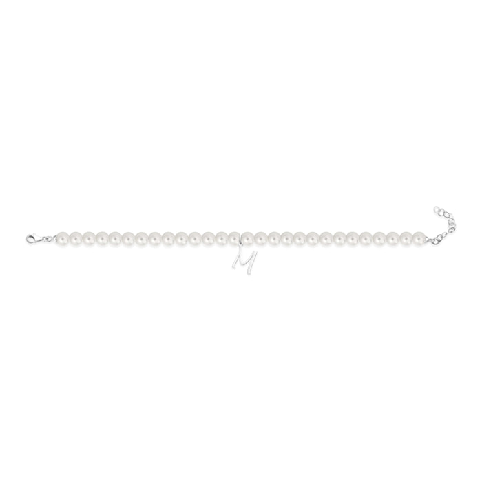 Bracciale Fujiko con Pendente Lettera M Perle Argento