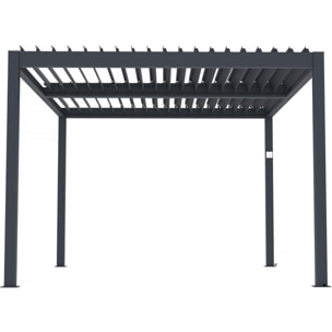 Pergola bioclimatique motorisé avec led "Windsor" en aluminium 3 x 4 - Gris