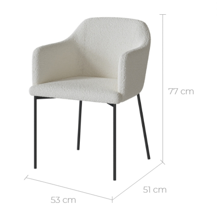 Fauteuil Glam en tissu blanc effet laine bouclette