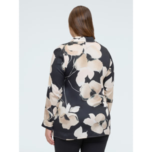 Fiorella Rubino - Camisa estampado floral en raso - Negro