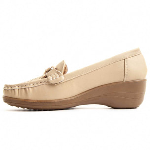 Mocasines de Cuña - Beige - Altura: 5 cm