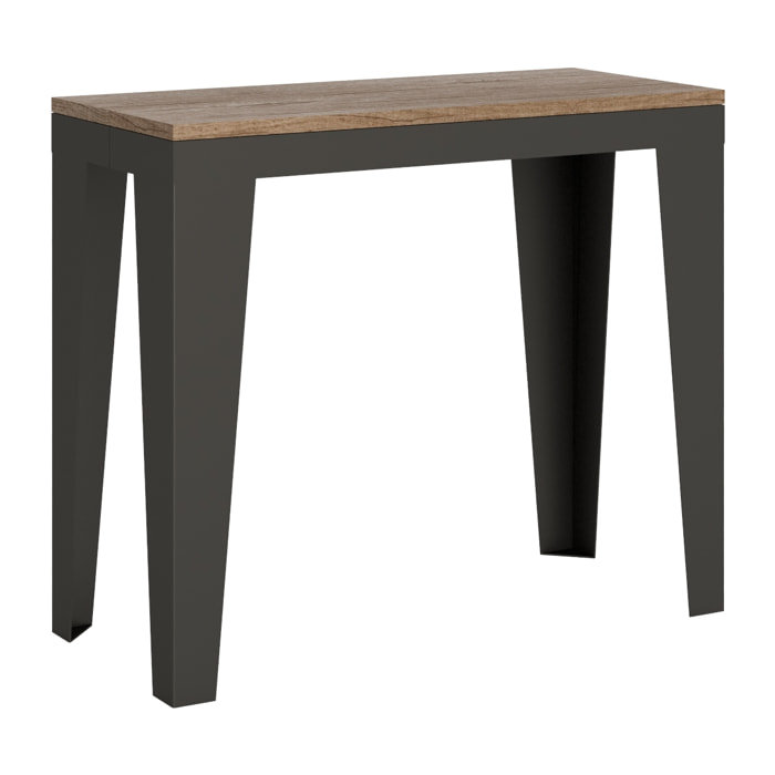 Consolle allungabile 90x40/196 cm Flame Small Evolution Quercia Natura telaio Antracite.
