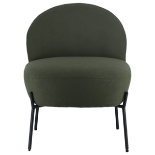 Fauteuil en tissu boucle vert kaki HELMI