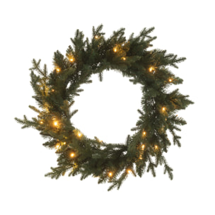J-Line décoration couronne 20 LED - plastique - vert - large