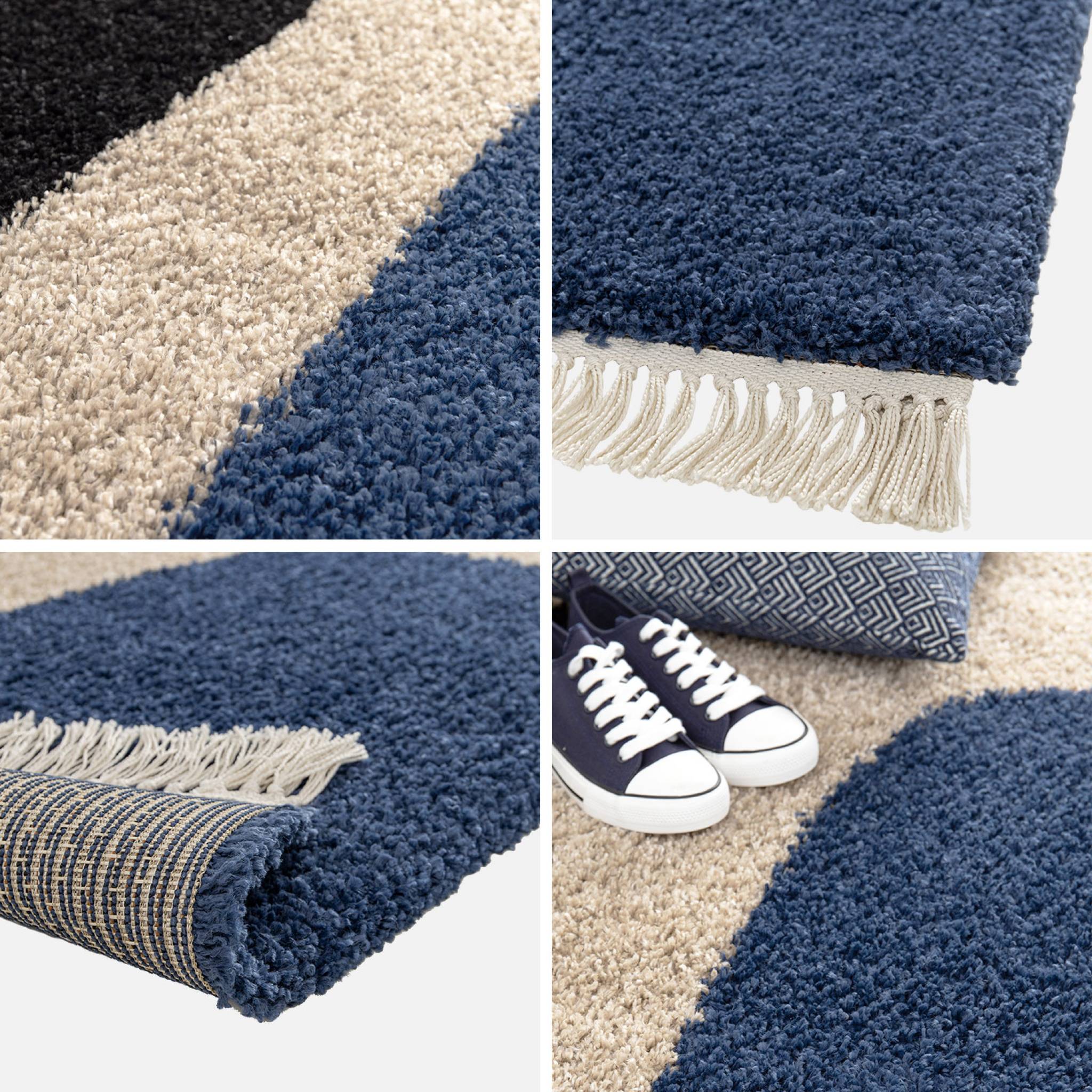 Tapis intérieur shaggy motifs géométriques créme ZAC