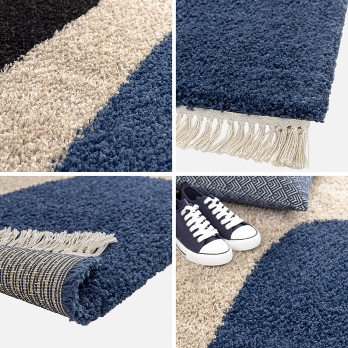 Tapis intérieur shaggy motifs géométriques créme ZAC