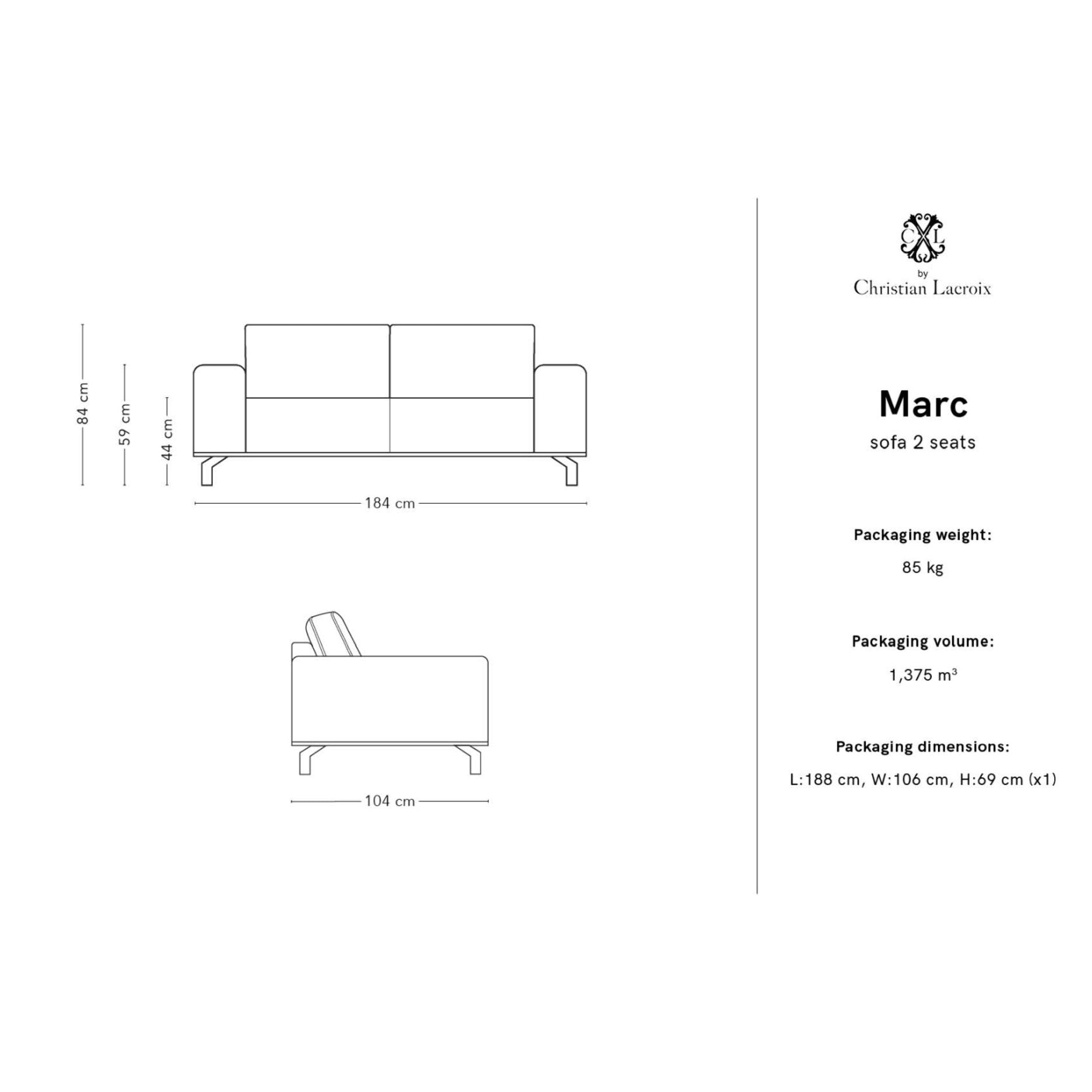 Canapé ''Marc'' 2 places en tissu structurel gris clair