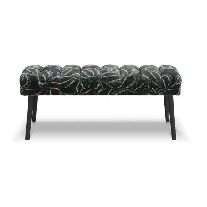 Banc "Frison" 2 places en velours motif de la jungle