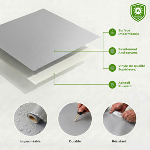 Rouleau adhésif décoratif Vinyle au Mètre - Argent - Sticker Lavable Imperméable Mur Cuisine Meubles
