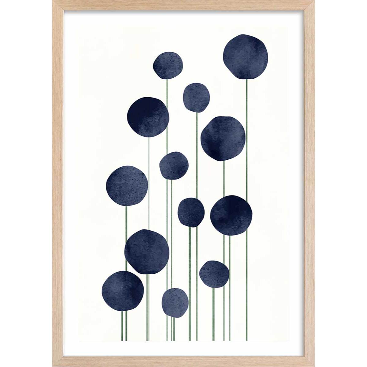 Affiche dessin ""fleurs d'eau"" Affiche sous cadre bois