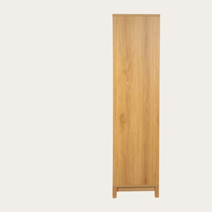 Vitrine Samira -plaque de bois naturel et panneau technique stratifié-couleur naturel 90 x 160 x 40 cm