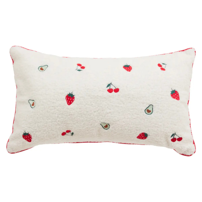 Coussin Fraci Fruits 50x30cm Blanc et Rouge