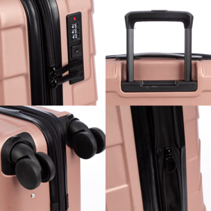 Juego de 4 maletas Trolley extensibles, en material ligero ABS de alta resistencia. Cerradura numérica, 4 ruedas dobles giratorias 360°.