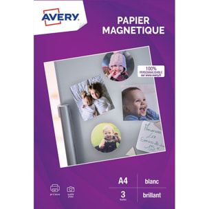 Papier créatif AVERY 3 Papiers magnétiques brillants A4