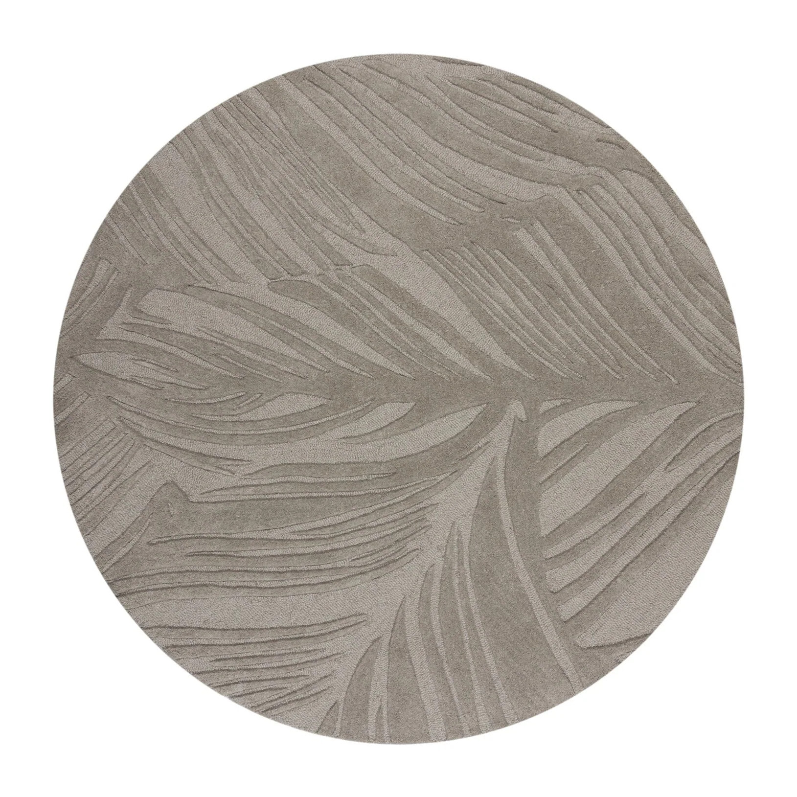 Tapis en laine rond FEUILLAGE Gris