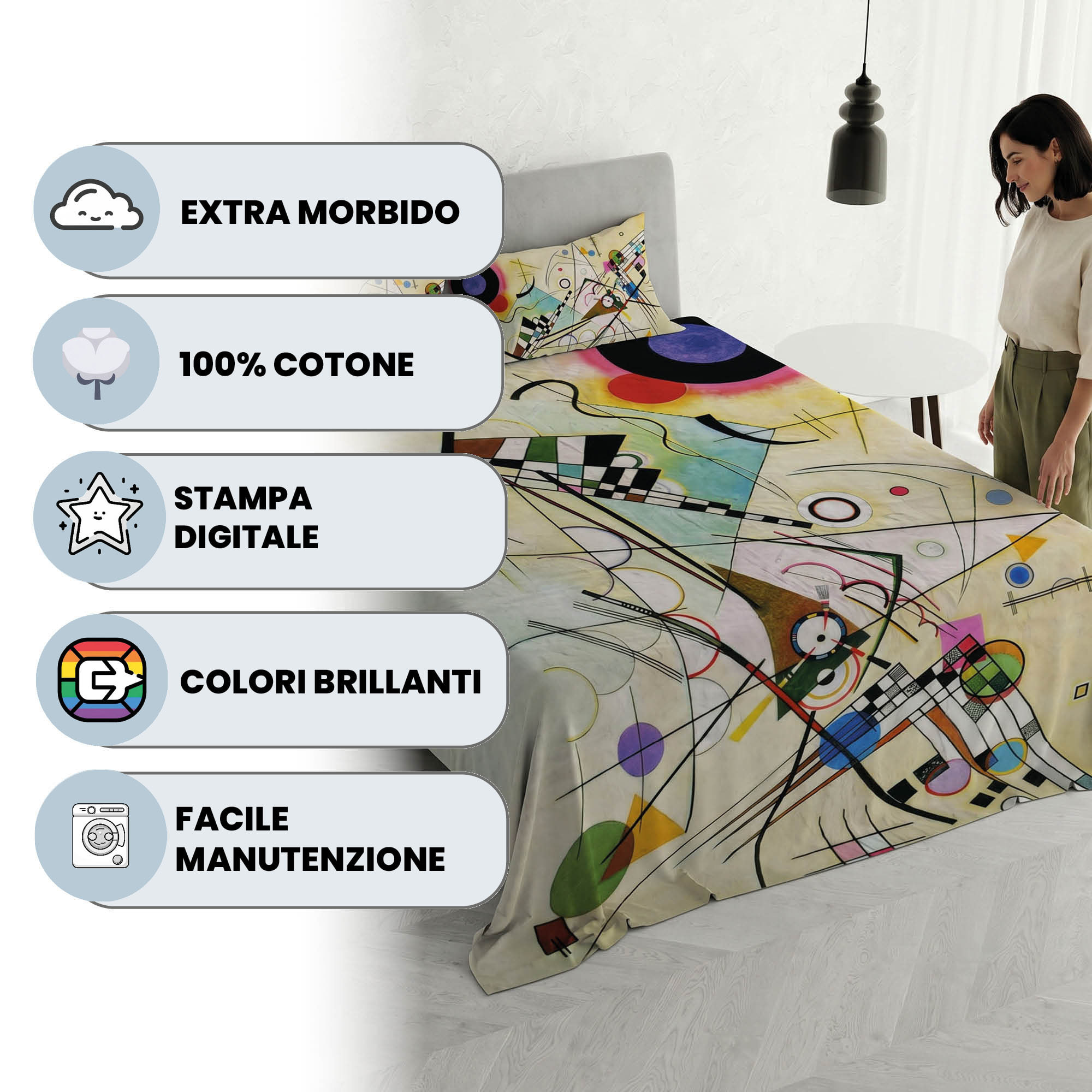 PARURE LETTO SOGNI D'AUTORE, Stampa Digitale, 100% Cotone - 61