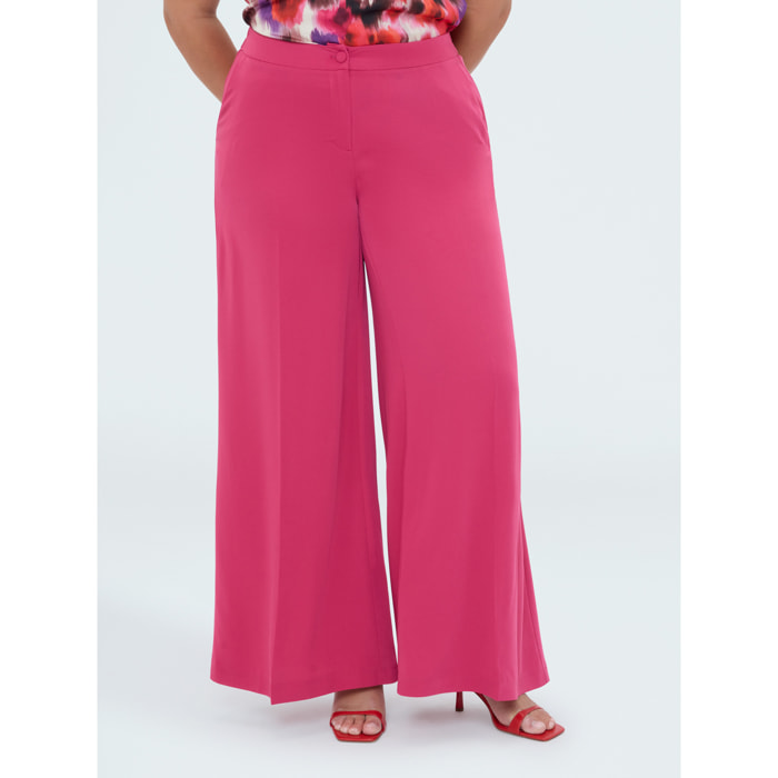 Fiorella Rubino - Pantaloni Wide Leg in tessuto fluido - Fucsia
