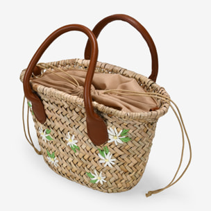 Capazo pequeño doble asa con flores