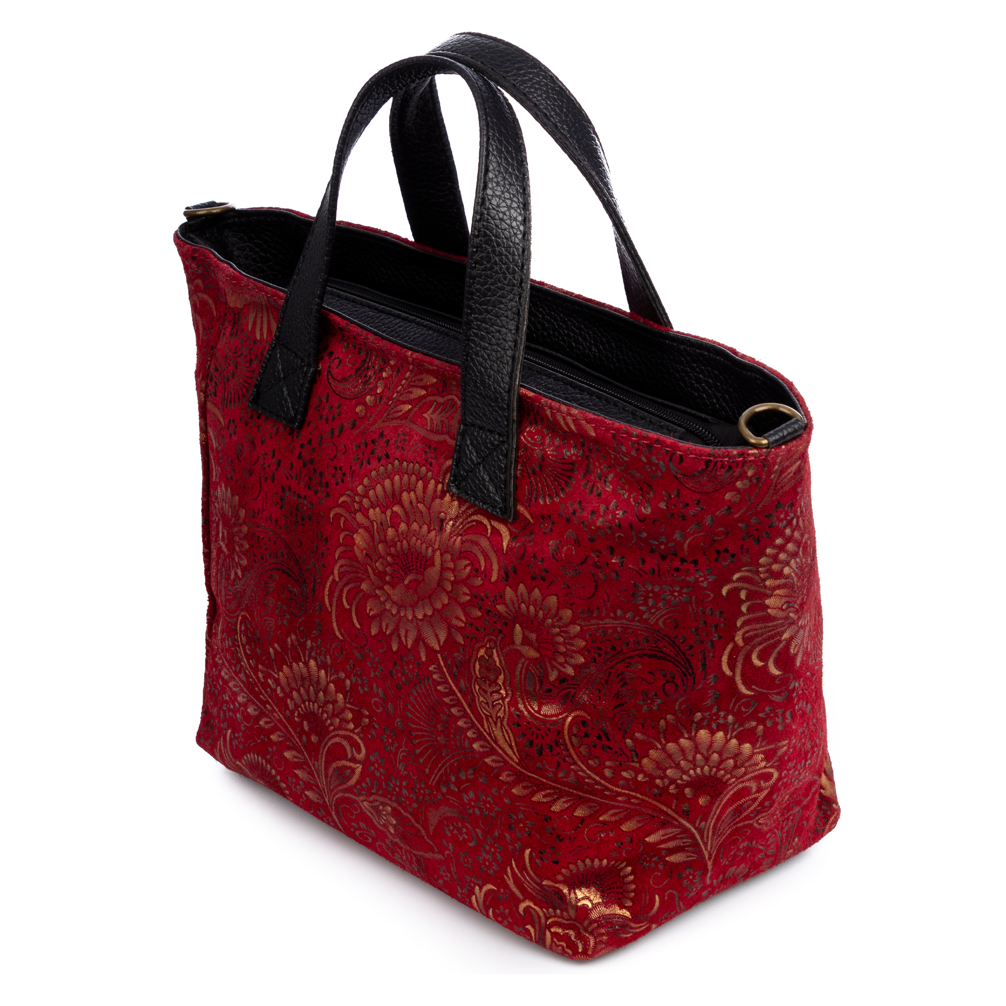 Cassandra bolso tote mujer. Piel auténtica Gamuza estampado arabesco.