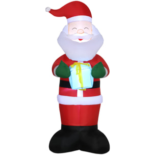 Outsunny Babbo Natale Gonfiabile con Regalo, 3 Luci LED e Gonfiatore Incluso, 77x68x184cm